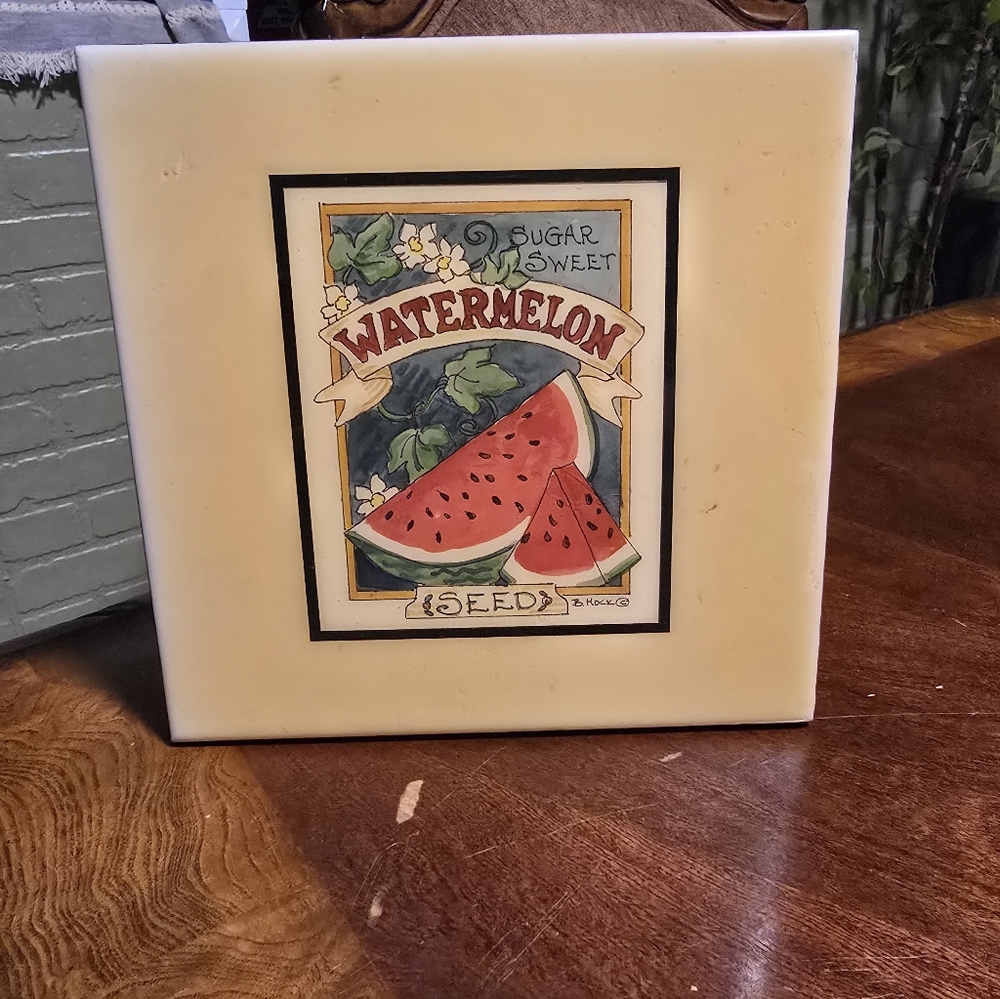 Vintage Watermelon Seed Tile Art